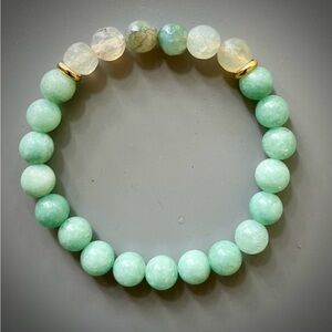 Green Amazonite and Blue Green Agate Handcrafted Bead Bracelet